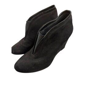 Lauren Blakwell Black Suede Wedge Ankle Booties Size 6